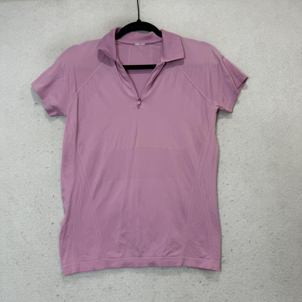 Athleta Polo Shirt Womens Small Pink Short Sleeve 1/4 Zip Golf Athletic Top
